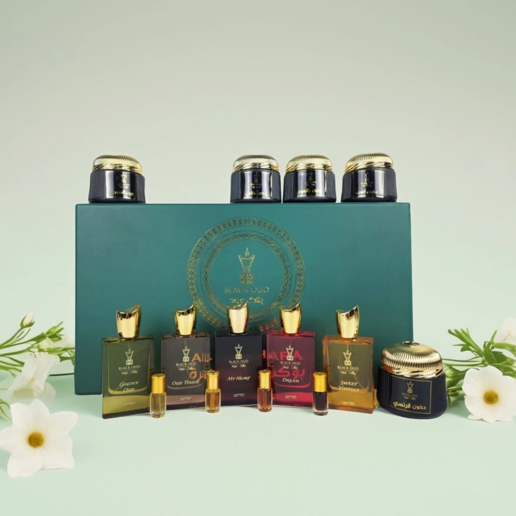 AL JAWHARA gift set includes 5 Oud Bakhoor, 4 Musk Oil, 5 Perfume - the purpose of fragrance